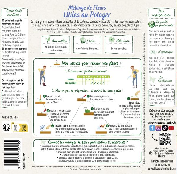 Mélanges de fleurs - Fleurs Utiles au Potager - 7 m² - Mélange de fleurs - MEDIA_PACKAGING_VERSO